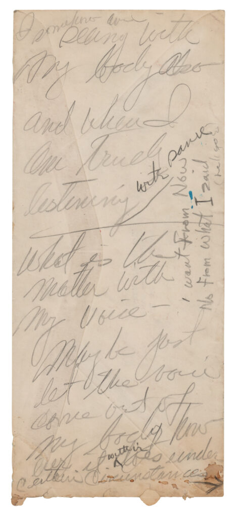 Monroe's acting notes which she wrote on the back on envelope. This envelope sold for $10,285.