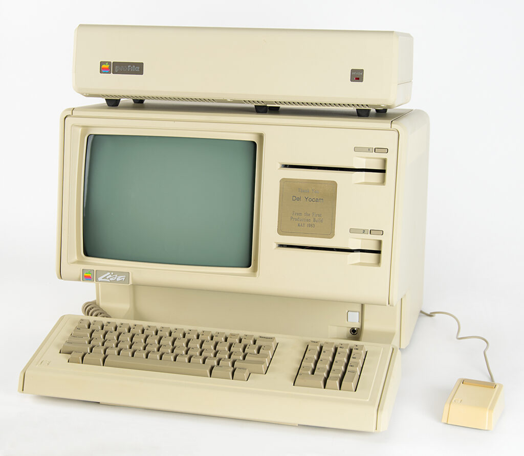 Del Yocam's personally-owned Apple Lisa computer with the engraved presentation plate visible. It sold for $81,251.
