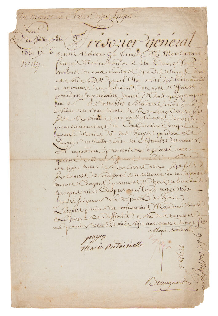 This document with Marie Antoinette's signature realized $12,353 at auction.