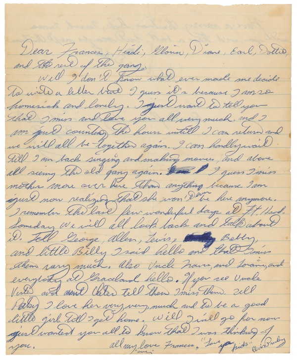 This letter was written to a Frances Forbes in Memphis, Tennessee where Elvis would later reside in his infamous mansion known as Graceland.