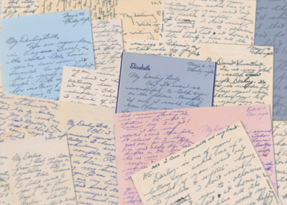 Elizabeth Taylor's archive of love letters written leading up to her first engagement to William Pawley, Jr. The archive consisted of 64 letters written on off-white, blue, and sometimes pink stationary, with some including personal letterheads.