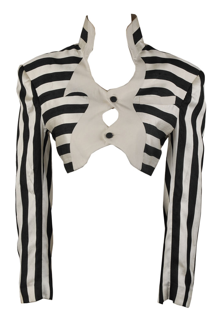Designed for Prince's Act II Tour, this striped bolero jacket was designed Stacia Lang and is a desirable piece from his memorable tour.