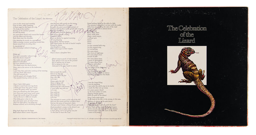A fully signed copy The Doors' third studio album 'Waiting for the Sun.'