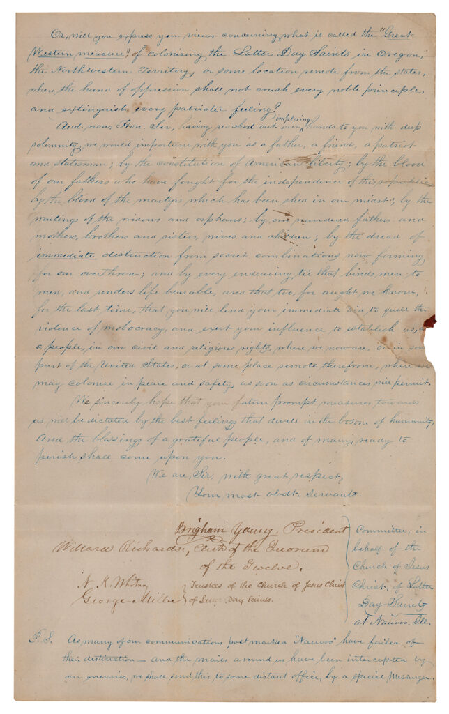 The third page of Young's letter, bearing his handwritten signature.