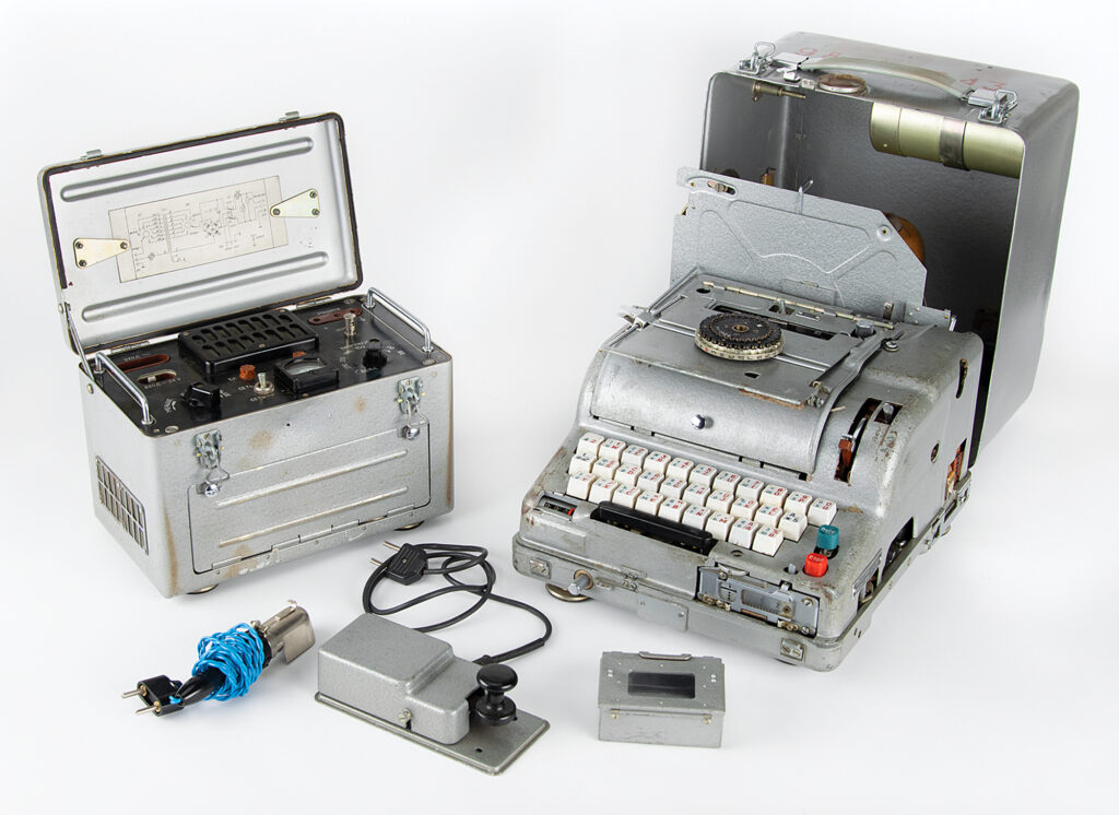 Original Cold War-era Fialka cipher machine based on the German Enigma machine.