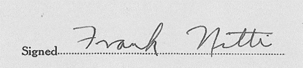 Frank Nitti Signature on the Document Listed for Auction in 2019.