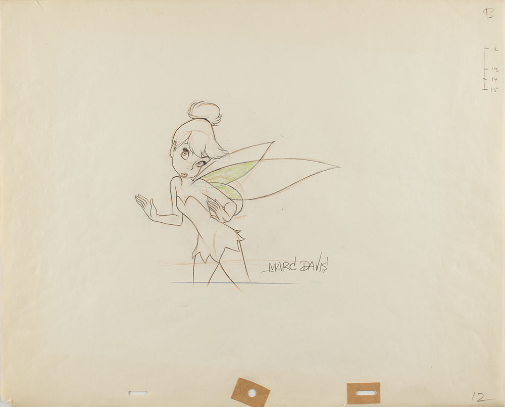 An original production drawing of the mischievous fairy using graphite and colored pencil. This lot sold for $1,465 at RR Auction.
