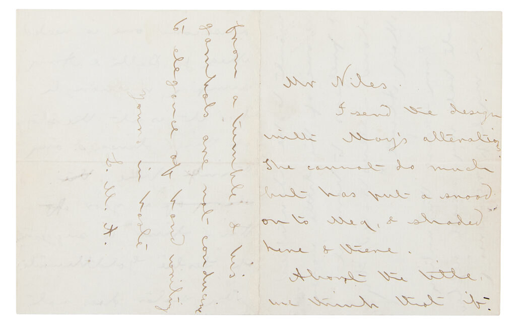 Louisa May Alcott's letter to her publisher signed with her initials, "L. M. A."