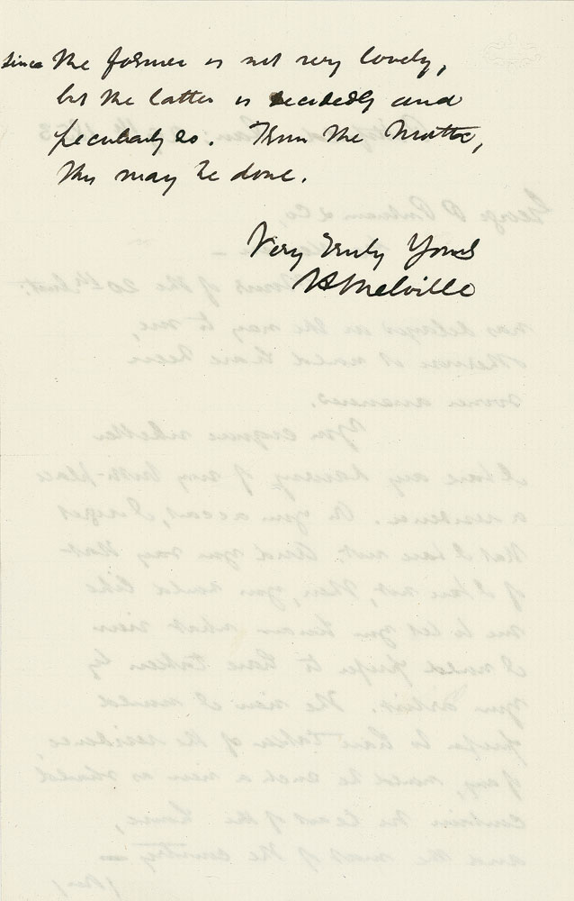 The author signs off his letter, "H. Melville."