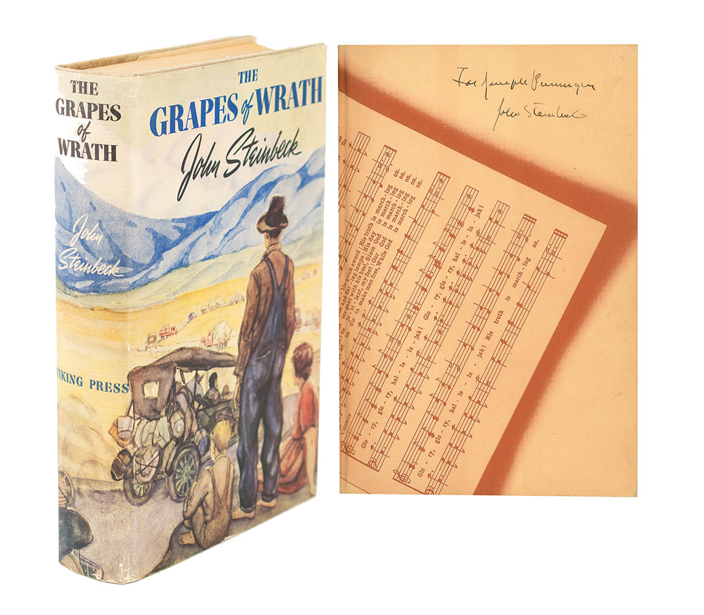 First edition copy of The Grapes of Wrath with its original dust jacket.