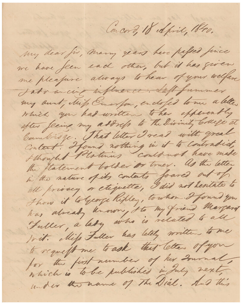 Emerson's letter to Thomas T. Stone.