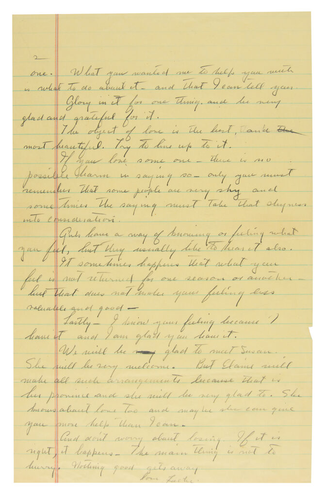 The second half of Steinbeck's letter where he signs, "Love, Father."
