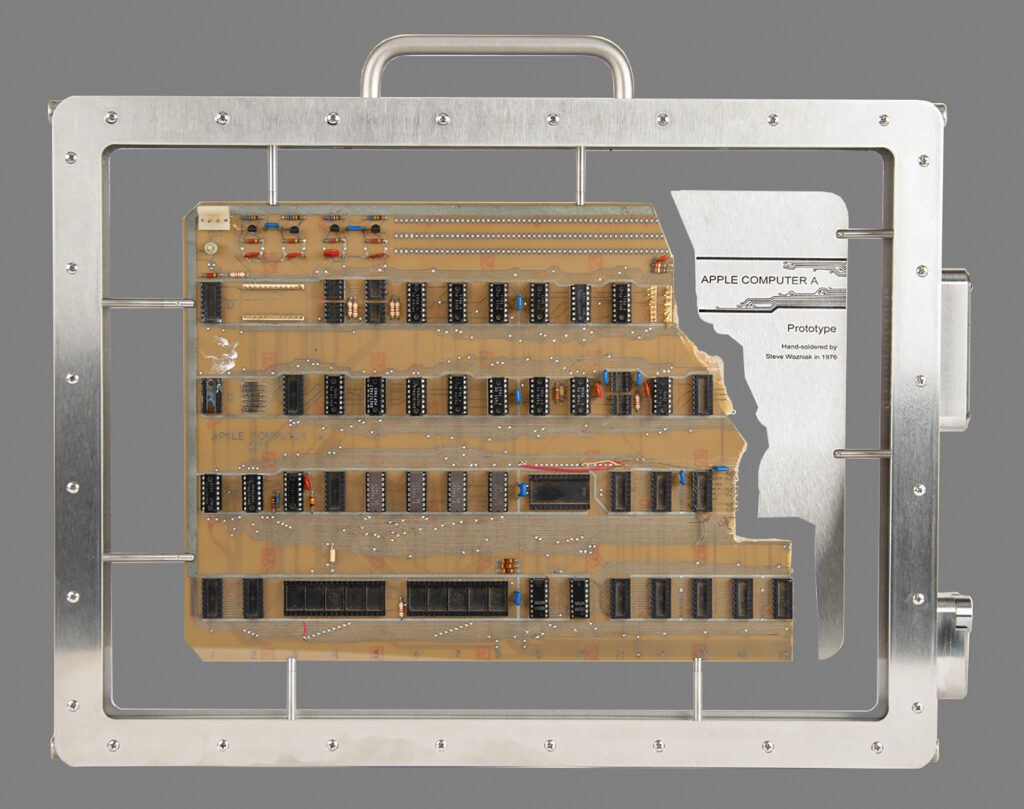 Steve Jobs's own Apple I computer prototype. This prototype is listed as #2 on the Apple I registry, and was considered lost until Apple expert Corey Cohen authenticated it in 2022.