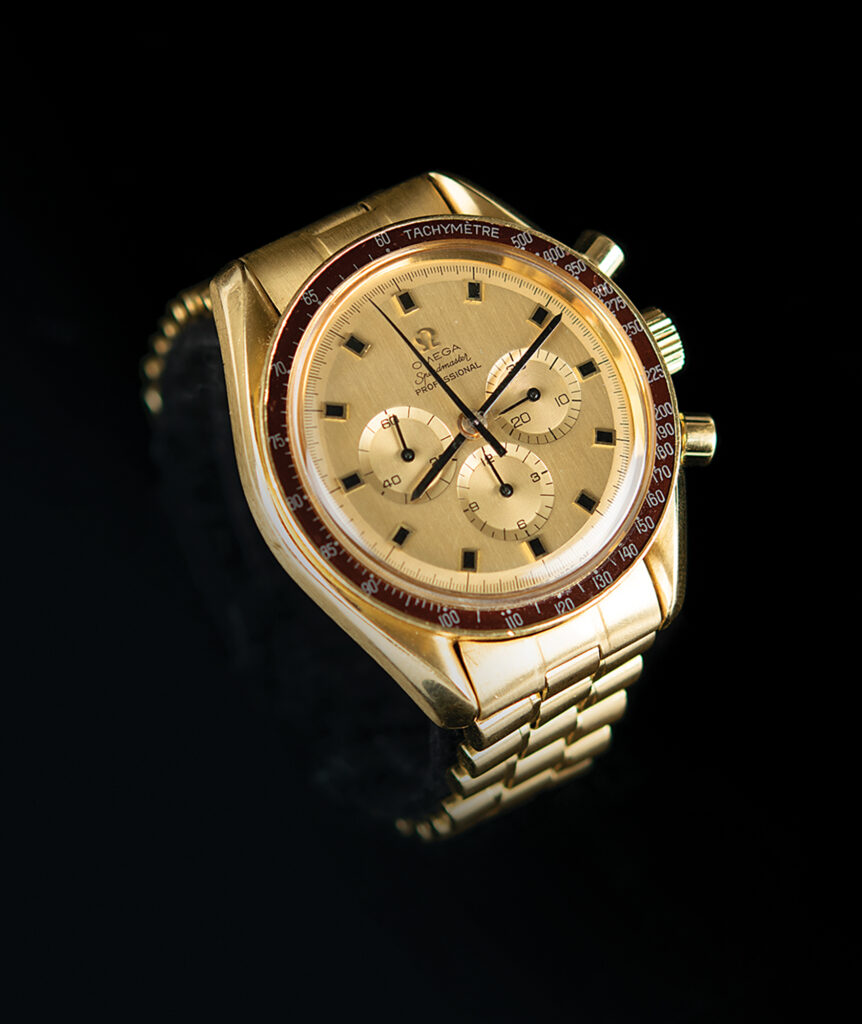 Alan Bean's 18K Gold Omega Speedmaster Professional 1969 Apollo 11 Commemorative Watch.