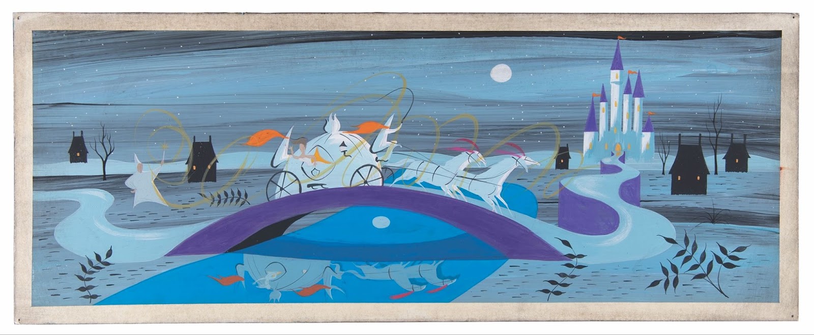 Mary Blair’s concept painting of Cinderella’s carriage on the way to the castle.