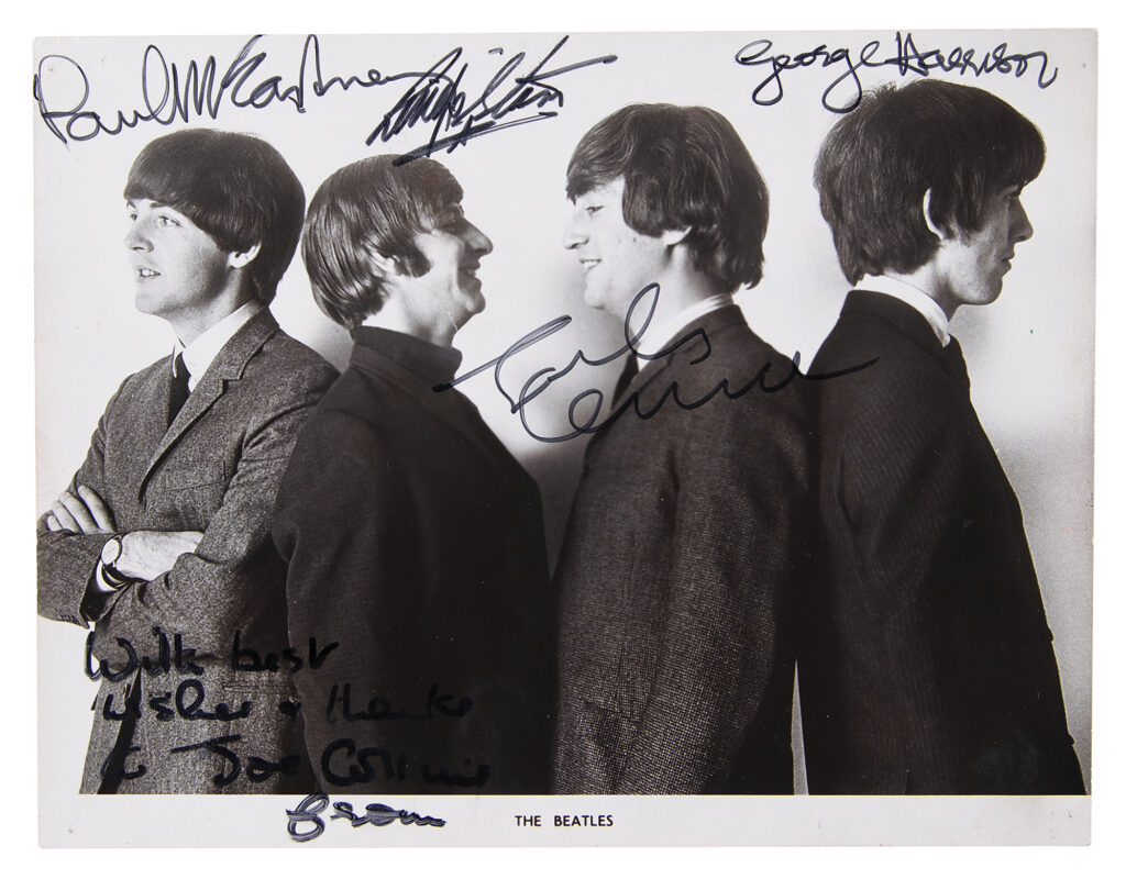 Beatles signed photograph (c. 1965) - A rare gift to the 'Beatles Christmas Show' producer, sold for $30,301.