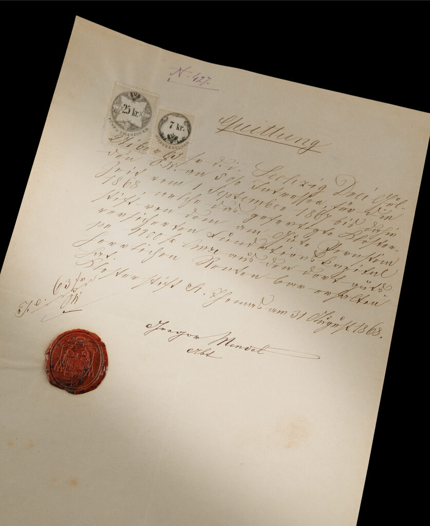 Gregor Mendel signed 1868 financial receipt St Thomas Abbey Brno genetics founder
