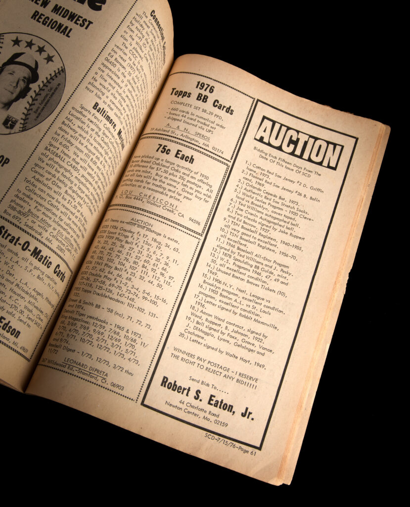 RR Auction's first ad on page 61 of the July 15, 1976 Sports Collectors Digest